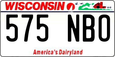 WI license plate 575NBO