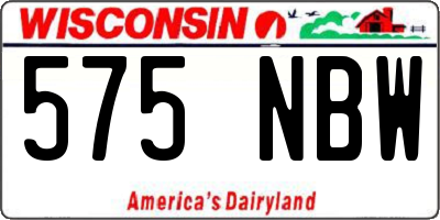 WI license plate 575NBW