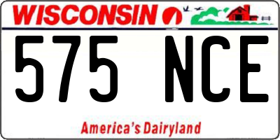 WI license plate 575NCE