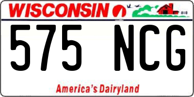 WI license plate 575NCG