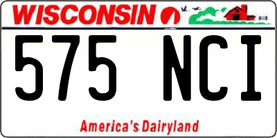 WI license plate 575NCI