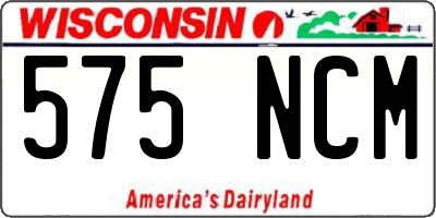 WI license plate 575NCM