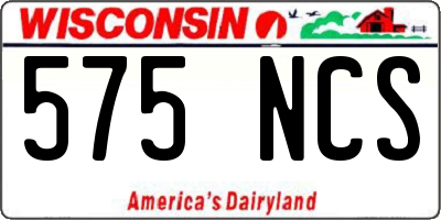WI license plate 575NCS