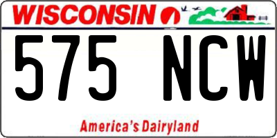 WI license plate 575NCW