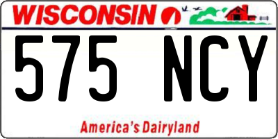 WI license plate 575NCY