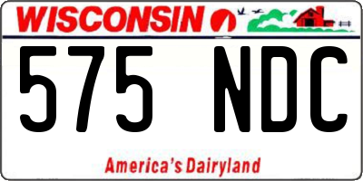 WI license plate 575NDC
