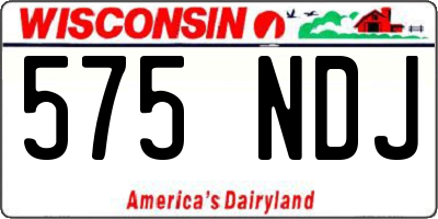 WI license plate 575NDJ