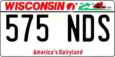 WI license plate 575NDS