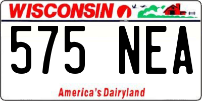 WI license plate 575NEA