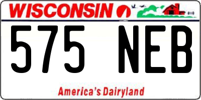 WI license plate 575NEB