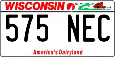 WI license plate 575NEC