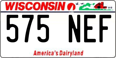 WI license plate 575NEF