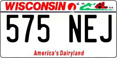 WI license plate 575NEJ