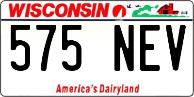 WI license plate 575NEV
