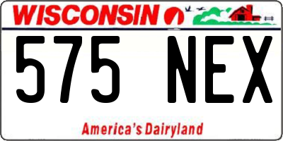 WI license plate 575NEX