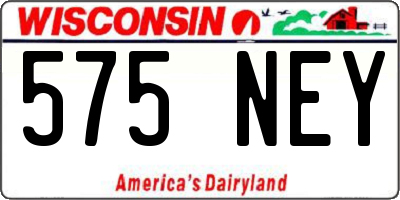 WI license plate 575NEY