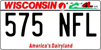 WI license plate 575NFL