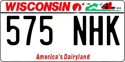 WI license plate 575NHK