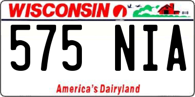 WI license plate 575NIA