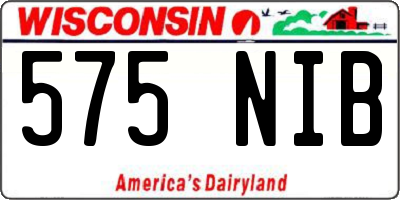 WI license plate 575NIB