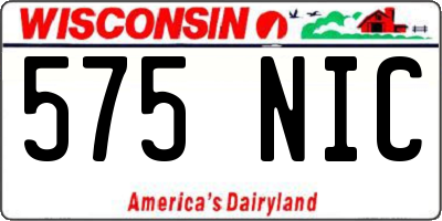 WI license plate 575NIC