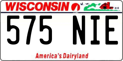 WI license plate 575NIE