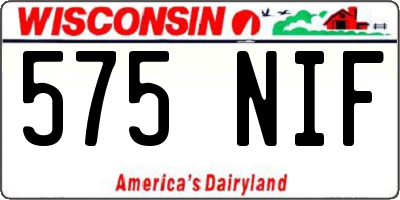 WI license plate 575NIF