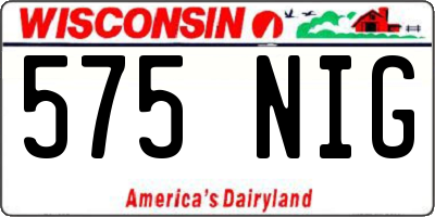 WI license plate 575NIG