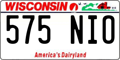 WI license plate 575NIO