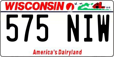 WI license plate 575NIW