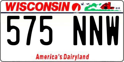 WI license plate 575NNW