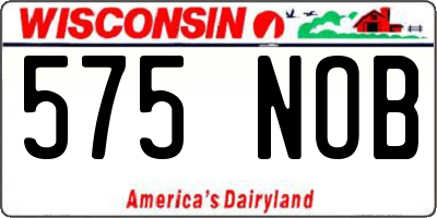 WI license plate 575NOB