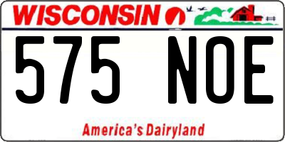 WI license plate 575NOE