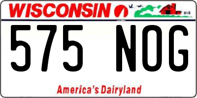 WI license plate 575NOG