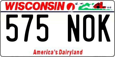 WI license plate 575NOK