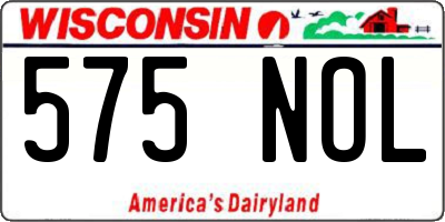 WI license plate 575NOL