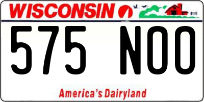 WI license plate 575NOO