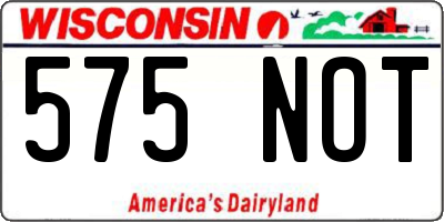 WI license plate 575NOT