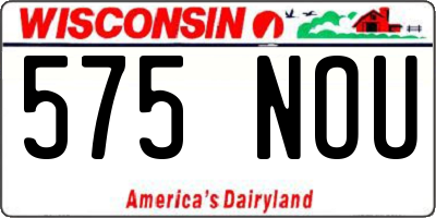WI license plate 575NOU