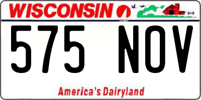WI license plate 575NOV
