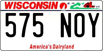 WI license plate 575NOY