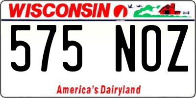 WI license plate 575NOZ