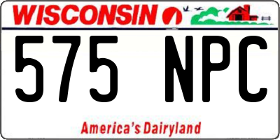 WI license plate 575NPC