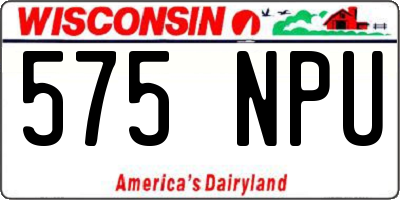 WI license plate 575NPU