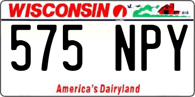 WI license plate 575NPY