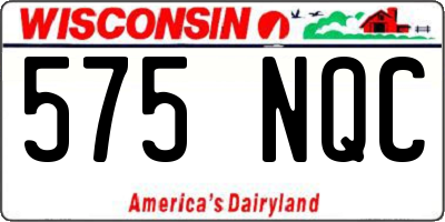 WI license plate 575NQC