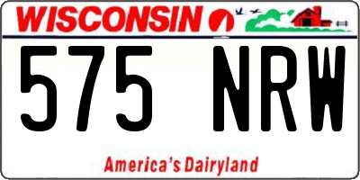 WI license plate 575NRW