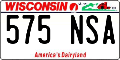 WI license plate 575NSA