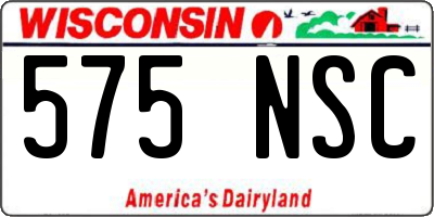 WI license plate 575NSC