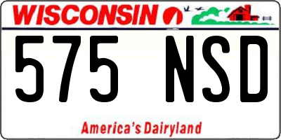 WI license plate 575NSD